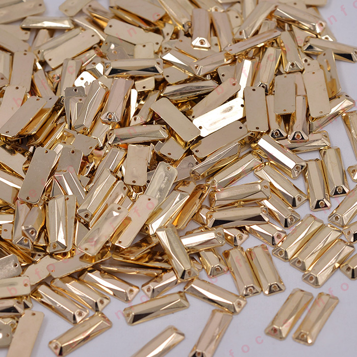 721mm Sewing Gold Rectangle Rhinestone Applique Flat Back Acrylic Strass Sew On Golden Crystal Stones For Clothes
