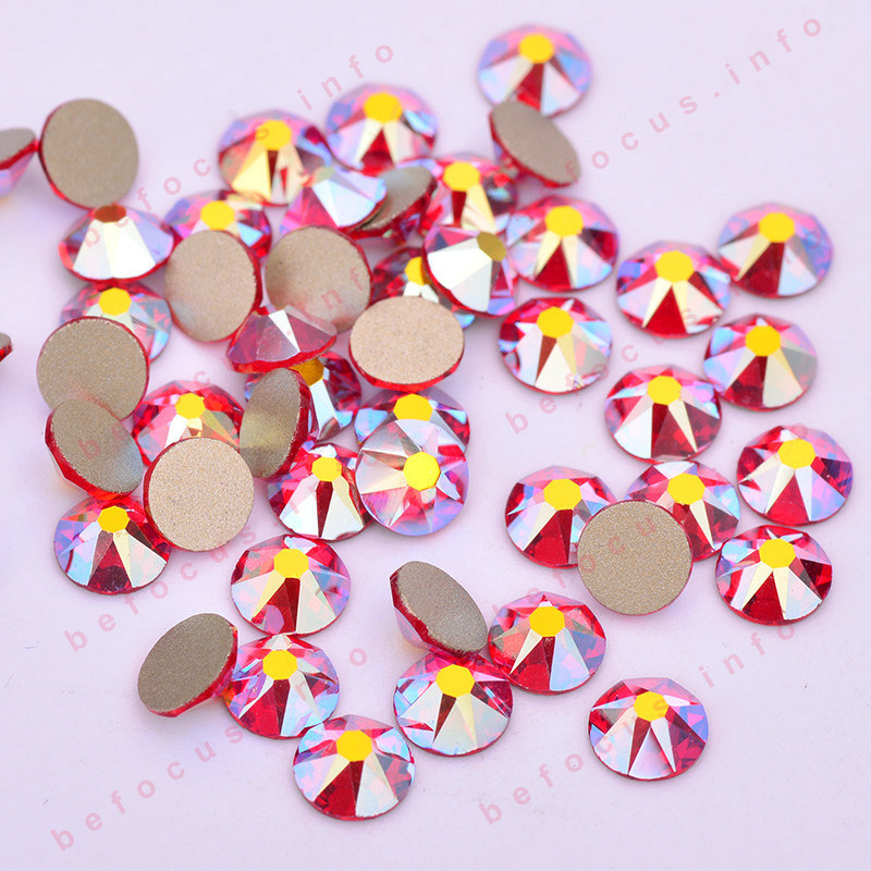 8 Big+8 Small Facet Shiny SS20 Red AB Crystal Stone Round Nail Art Decorations Flatback Strass Glass Rhinestone for Crafts