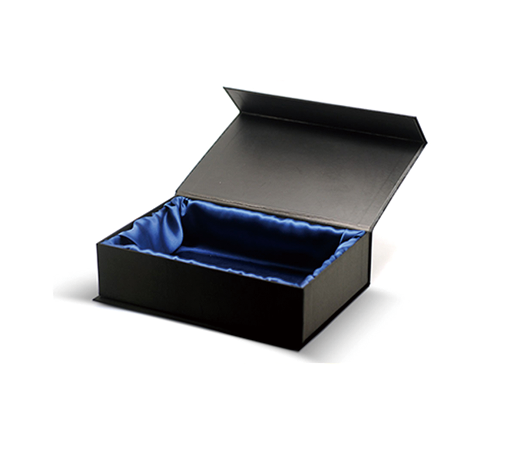 Black folding gift box with silk insert