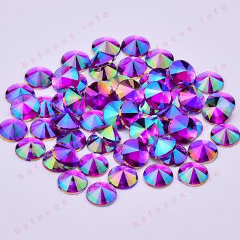 4 5 6 10mm Purple AB Rivoli Crystal Rhinestone Applique Flatback Acrylic Gems Round Crystal Stones Non Hotfix Strass for Clothes
