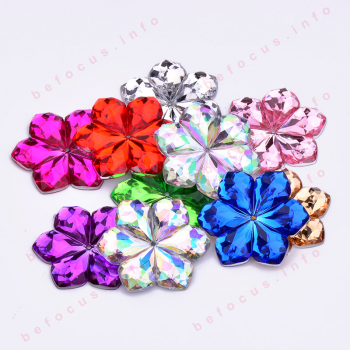 28mm Big Size Sewing Mix Color Flowers Acrylic Crystal Flatback Gems Sew On Strass Applique Rhinestone for Clothes Crafts