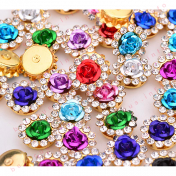 8 10 12 14mm Sew On Glass Crystal Stone Bridal Beads Applique Gold Claw Strass Sewing Mix Color Aluminum Flower Rhinestones