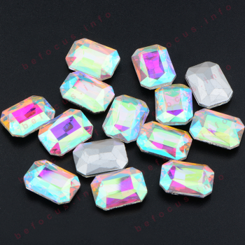 46mm 1318mm 1827mm Rectangular Octagonal Shape Crystal AB Strass Glass Stone Pointback Rhinestone For DIY