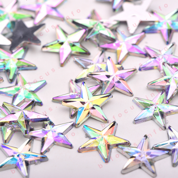 Fancy Star Shape Acrylic Strass Applique Flat Back AB Crystal Rhinestone for Nail Face Stickers