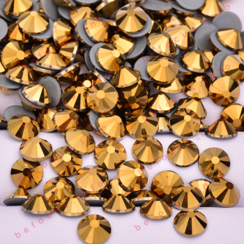 SS 6 8 10 12 16 20 30 Gold Hotfix Glass Rhinestones Hot Fix Crystal Stones Flatback Iron On Strass For DIY Clothes