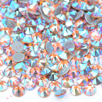16 Cut Facets Iron On Strass Hotfix Glass Stones Topaz AB Crystal Flatback Rhinestones For Clothes