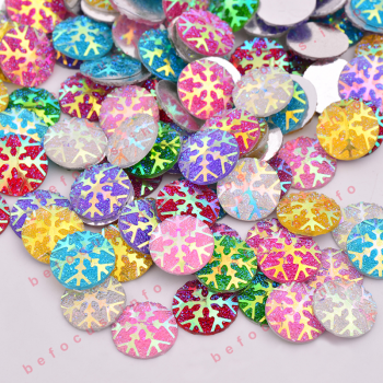 12mm AB Round Rhinestones Non Hotfix Strass Applique Resin Crystal Gems Glue On Snowflake Stones For Crafts