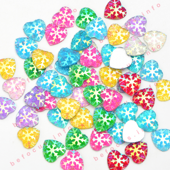 12mm Glitter Flatback Resin Crystal Stones Non Sewing Colorful AB Heart Rhinestone Applique for Crafts