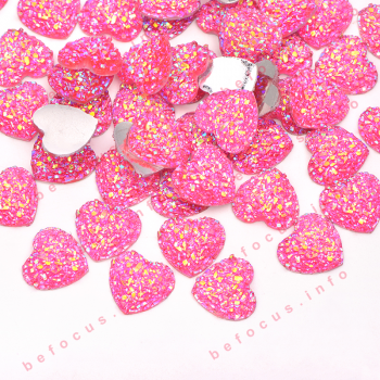 Shiny 12mm Flatback Crystal Stones Applique Resin Gems Rose AB Heart Rhinestone for Decoration