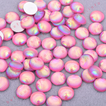 Pink AB Round Shell Rhinestone Flatback Resin Stone Decoration Crystal Diamond Non Hotfix Strass DIY Scrapbook Beads