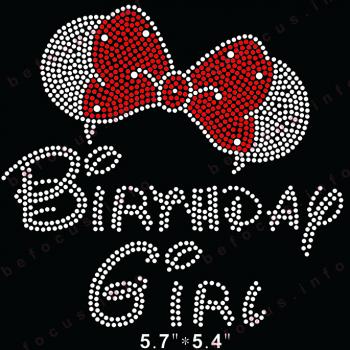 Custom Hotfix Stones Birthday Girl Motif Rhinestone Iron on for Clothing