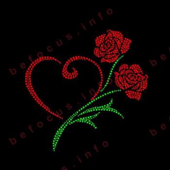 Custom Red Rose Flower Rhinestone Transfer Bling