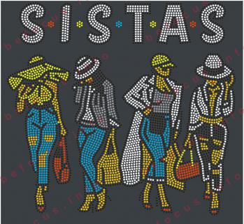 Sistas rhinestone transfer girl custom rhinestone transfer designs iron on bling heat transfer Wholesale