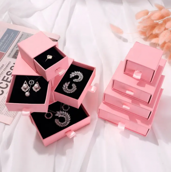 No.12 Custom logo jewelry accessories droshipping packaging pink black paper drawer box bracelet necklace earring gift jewelry box