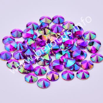 4 5 6 10mm Purple AB Rivoli Crystal Rhinestone Applique Flatback Acrylic Gems Round Crystal Stones Non Hotfix Strass for Clothes