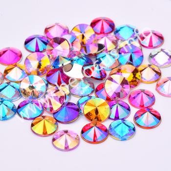 4mm 5mm 6mm 10mm Mix Color Non Hotfix Round Acrylic Crystal Stones Flatback Rivoli Rhinestones for DIY Decoration