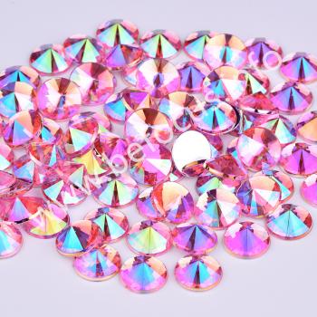 4mm 5mm 6mm 10mm Mix Color Non Hotfix Round Acrylic Crystal Stones Flatback Rivoli Rhinestones for DIY Decoration