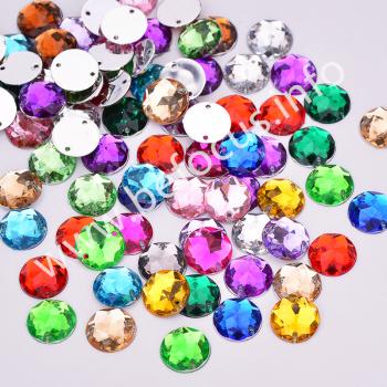 8 10 12 14 16 mm Sewing Colorful Crystal Rhinestones Applique Flat Back Acrylic Gems Sew On Crystal Stones for Clothes Crafts