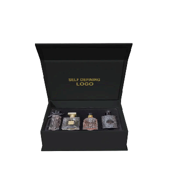 High-end gift box with a black clamshell perfume set