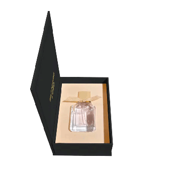 High-end gift box with a black clamshell perfume set