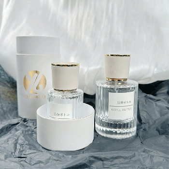 Hot stamping round tube 50ml perfume bottle gift box