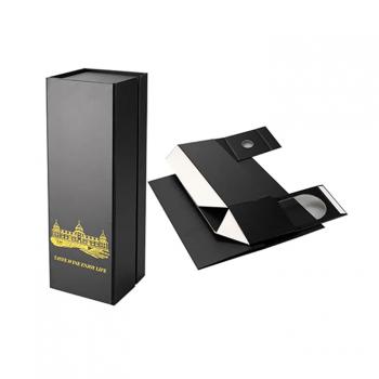 Foldable single bottle wine box with handle