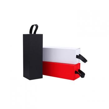 Foldable single bottle wine box with handle