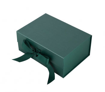 Green Folding Gift Box With Bow Ribbon